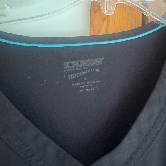 Scrubstar Black V-Neck Scrub Top with Blue Trim - Picture 2 of 3